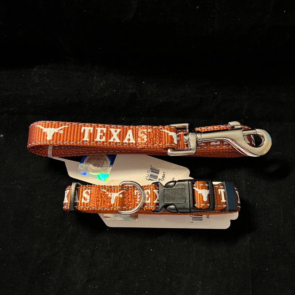 Pup Rally Texas Longhorns Reflective Leash & Collar NWT